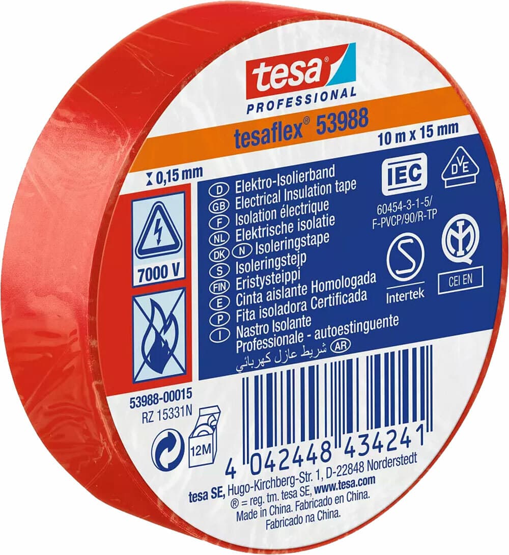 Páska 53988 elektroizolačná červená 15mm x 10m