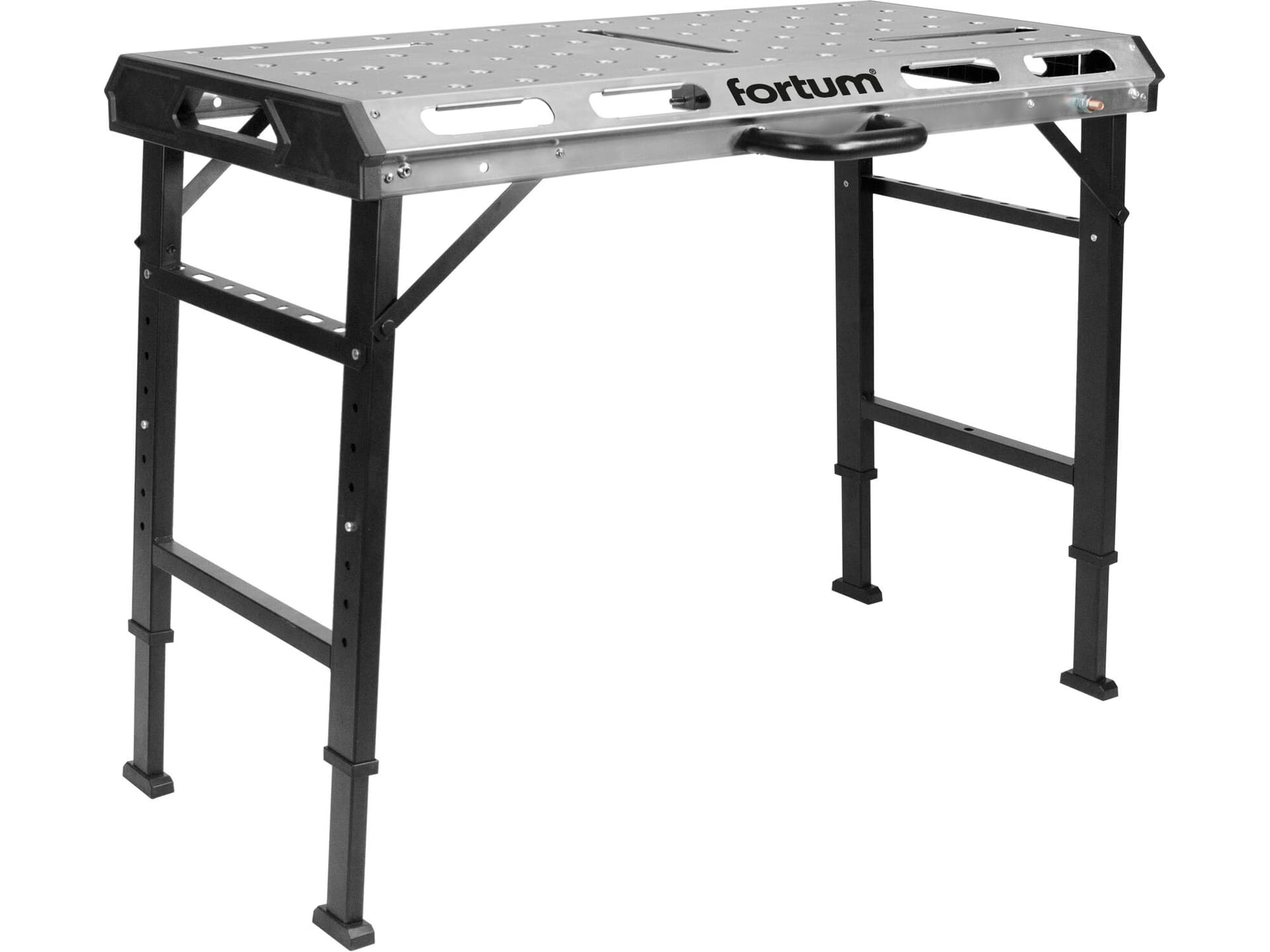Stôl zvárací skladací, max. 454kg, hrúbka 2mm, 107x53cm, výška 70-93cm, fixačné otvory 20mm