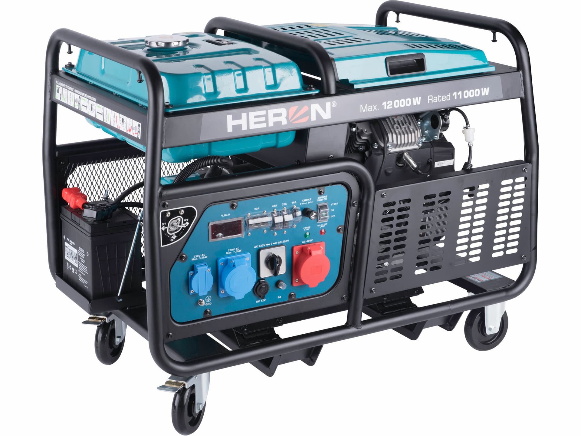 Elektrocentrála rámová benzínová 400V/230V, 12kW/11kW, 22HP dvojvalec, elektrický štart