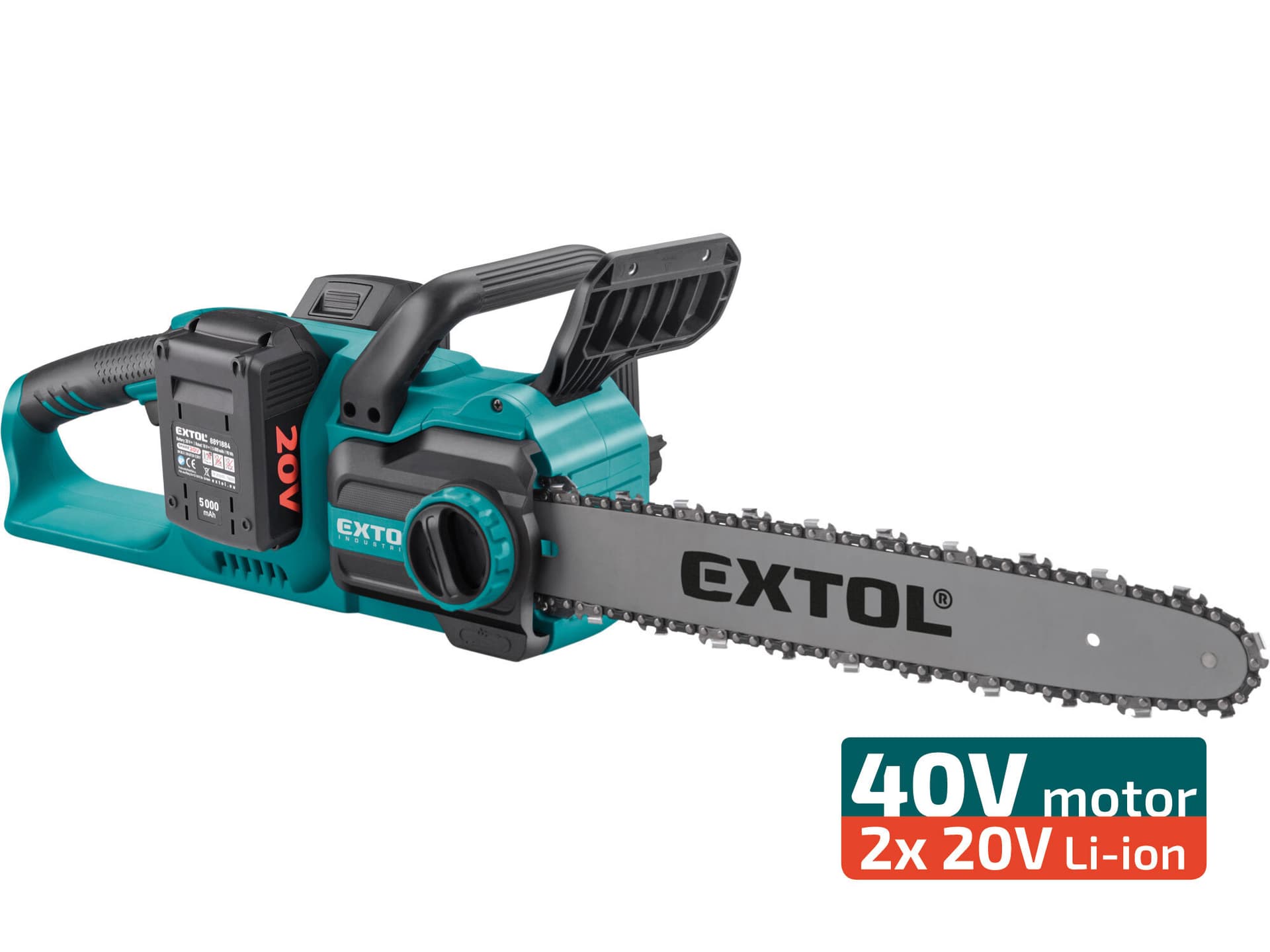 Píla reťazová Share20V, 2x 4Ah, čepeľ 455mm, bezuhlíkový motor