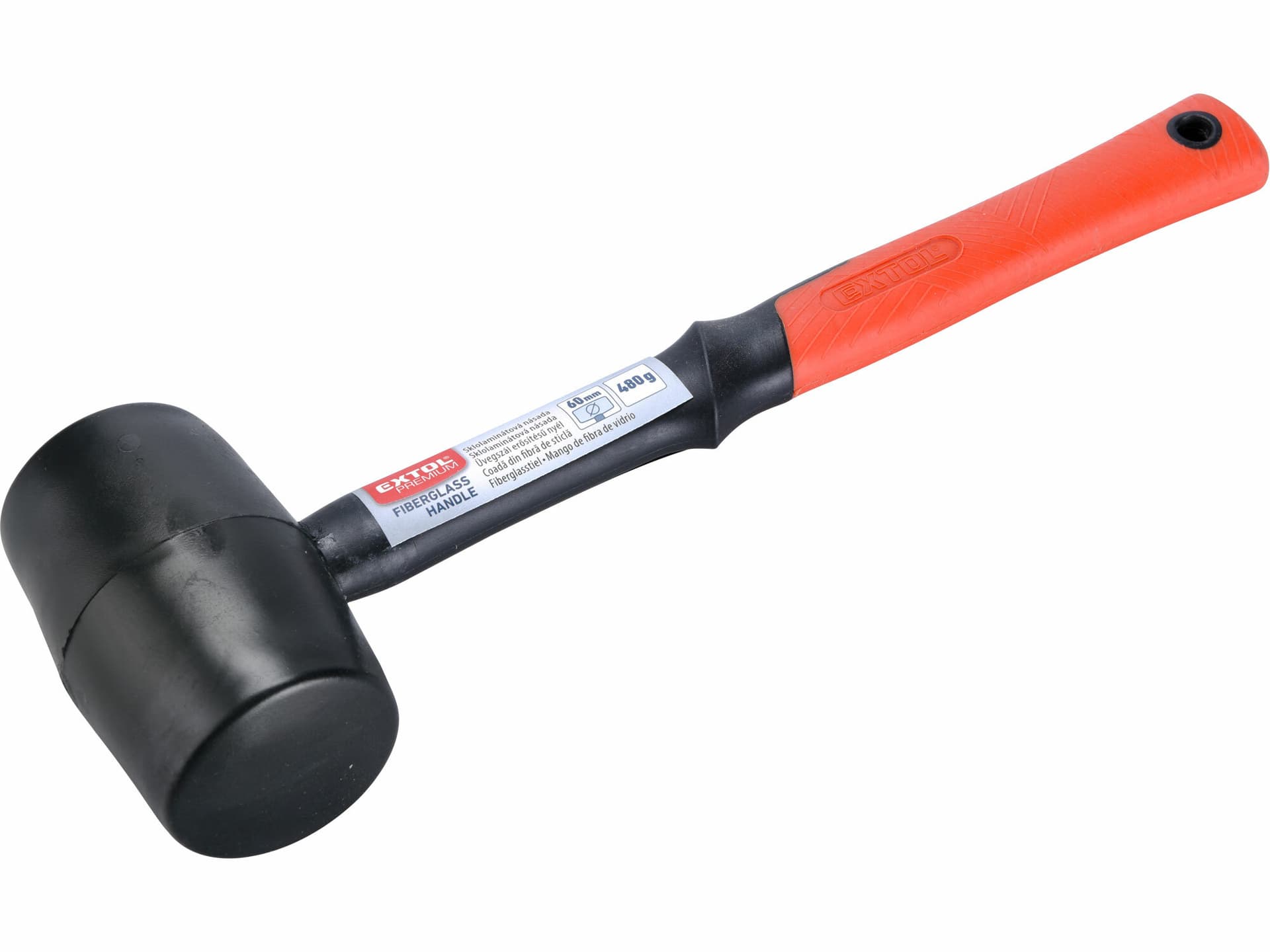 Kladivo gumené čierne sklolaminátová násada, Ø60mm, 480g