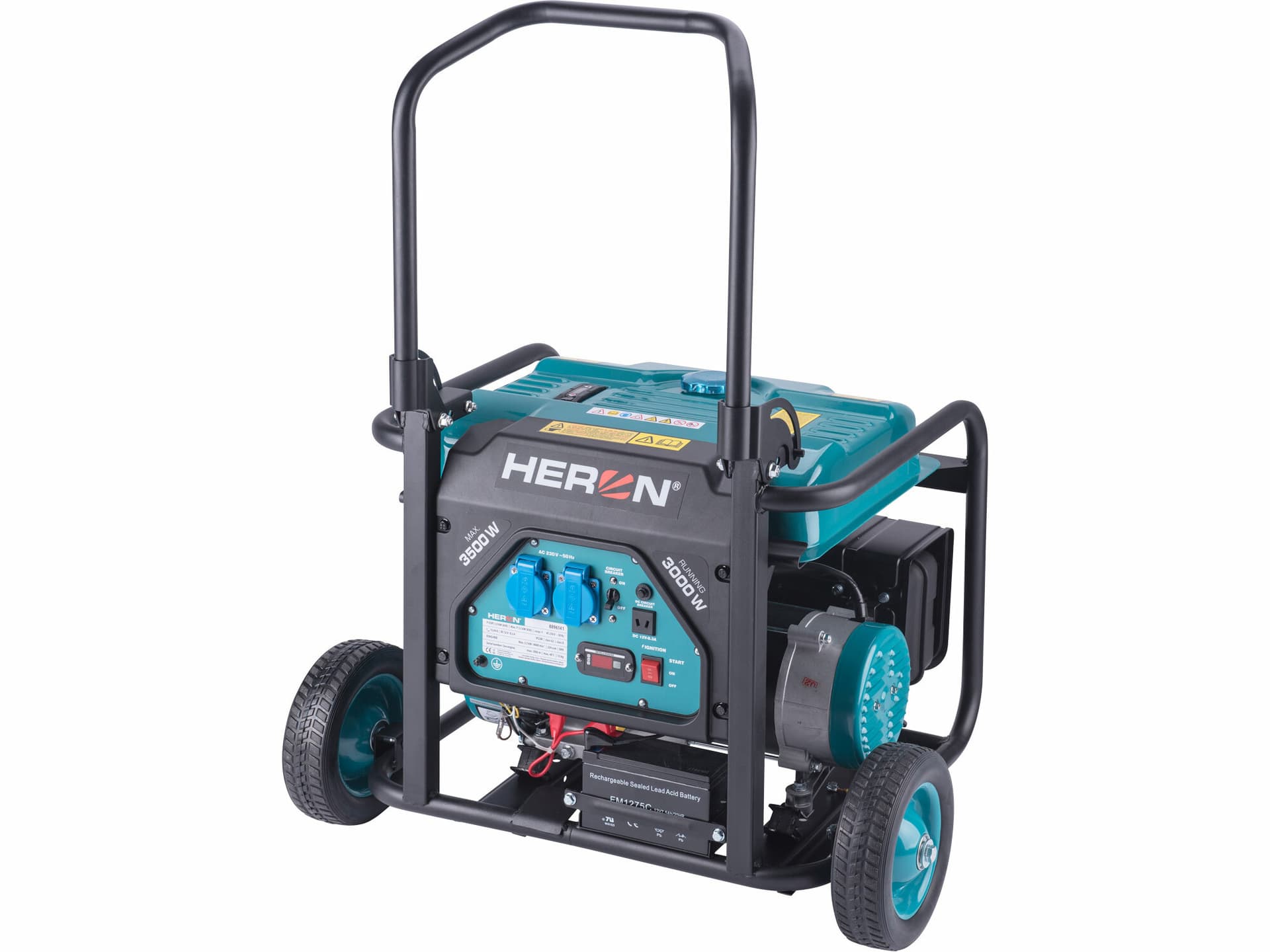 Elektrocentrála rámová benzínová, 230V, 3,5kW, 7,5HP, podvozok, elektrický start