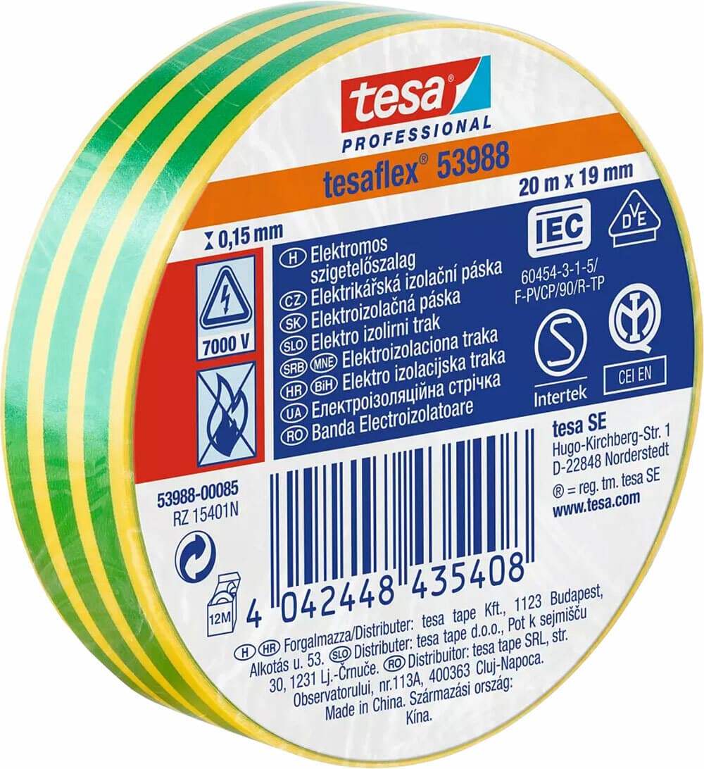 Páska 53988 elektroizolačná žlto-zel. 19mm x 20m