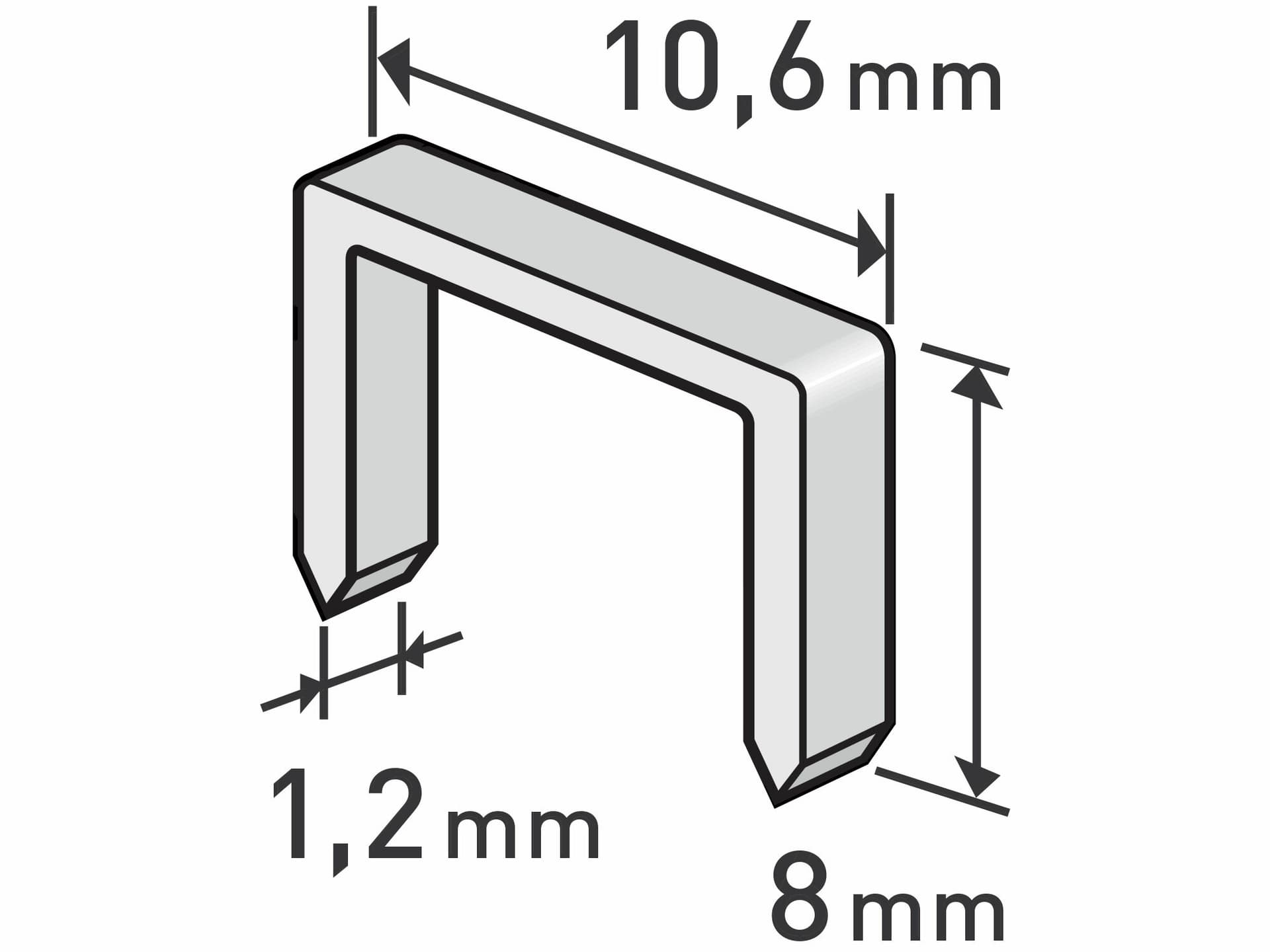 Spony do sponkovacej pištole 8mm, 10,6x1,2mm, 1000ks