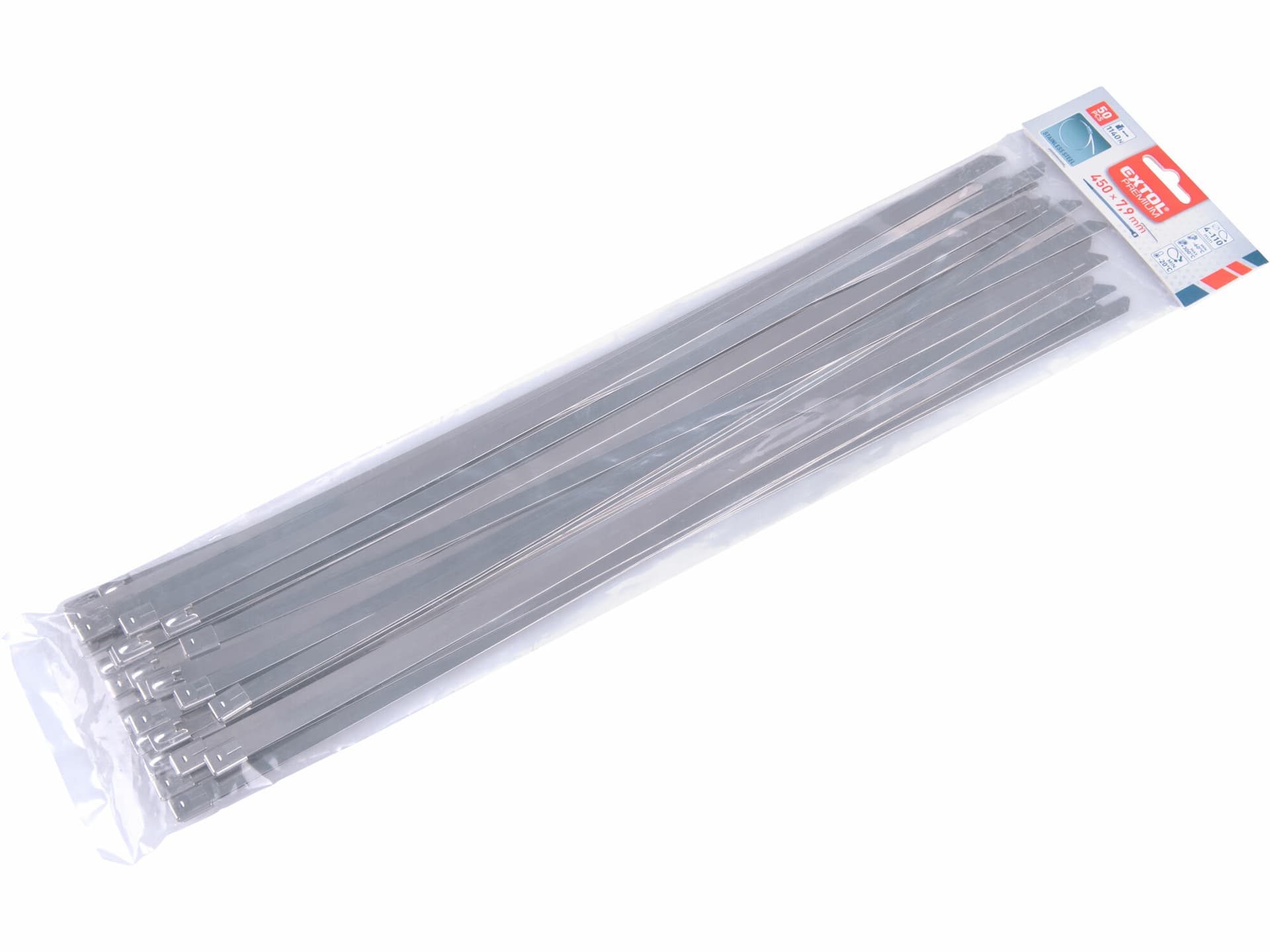 Pásky sťahovacie antikorové, 7,9x450mm, 50ks, 114kg