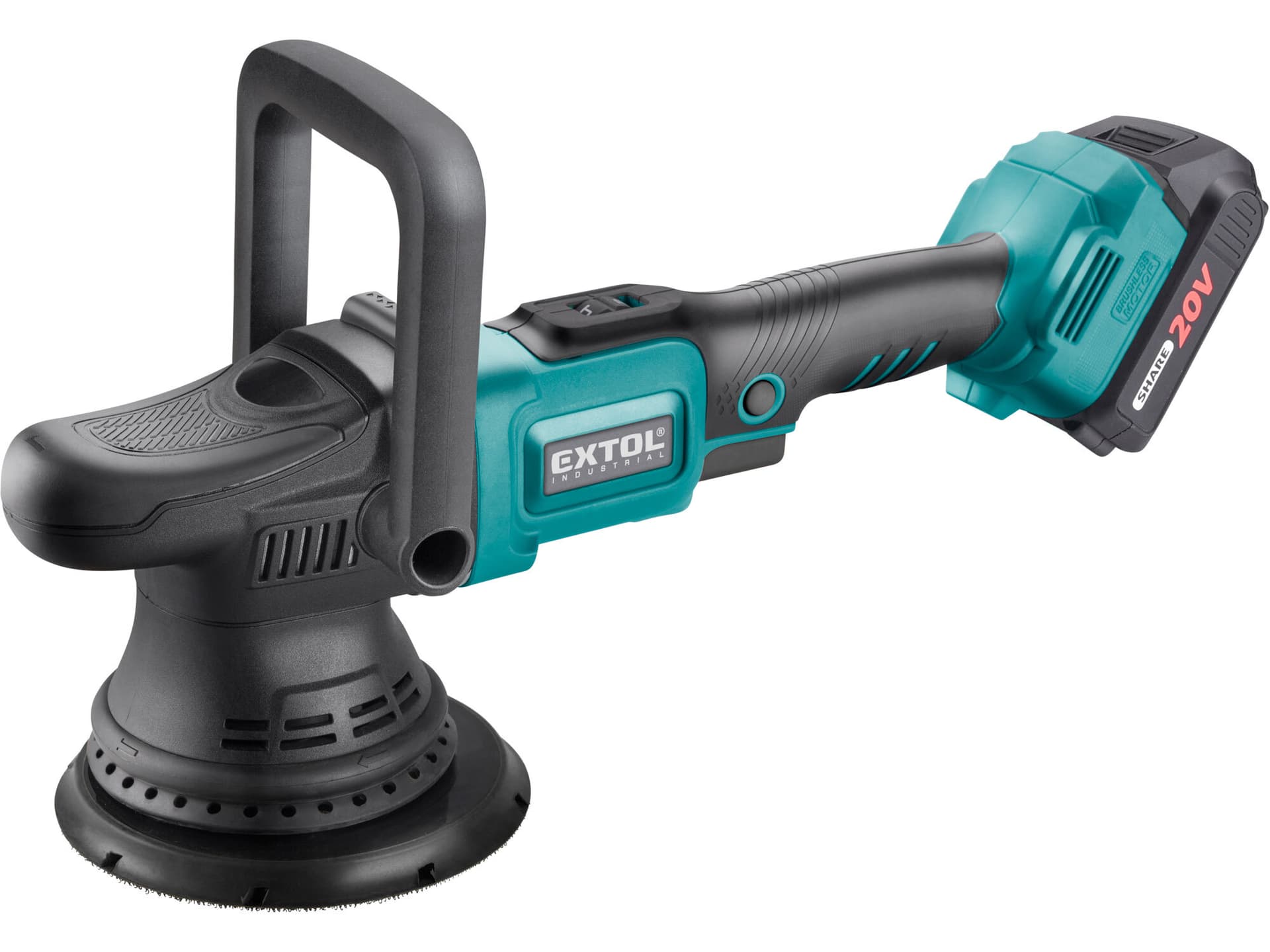 Leštička orbitálna excentrická Share20V, 1x 2Ah Li-ion, 2,4A nabíjačka, 150mm, suchý zips