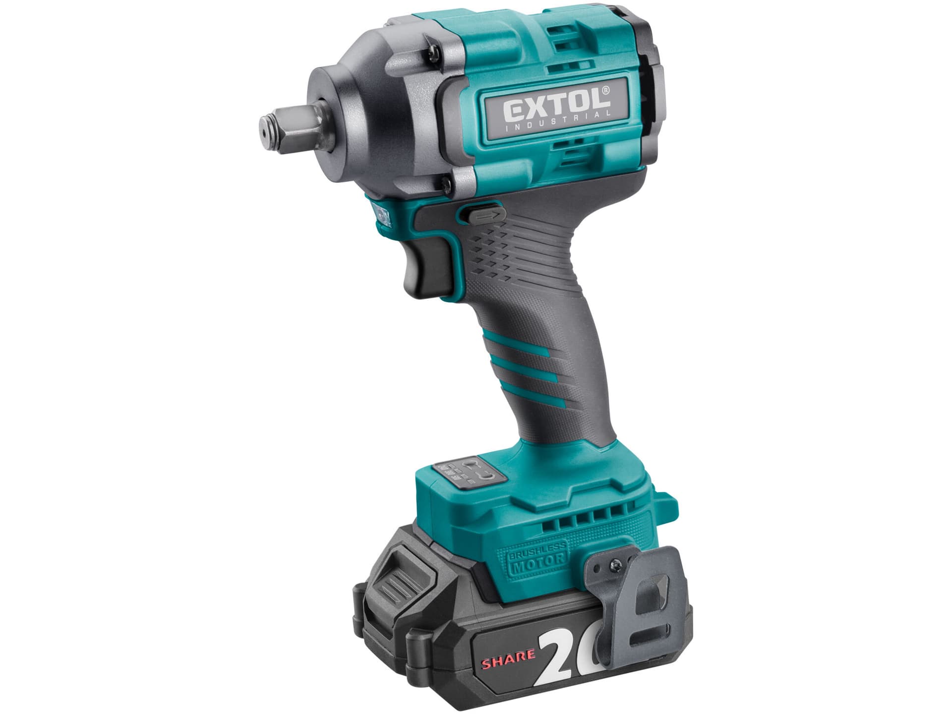 Uťahovač rázový aku Share20V, 1/2", 1x 2Ah, 500Nm, bezuhlíkový motor