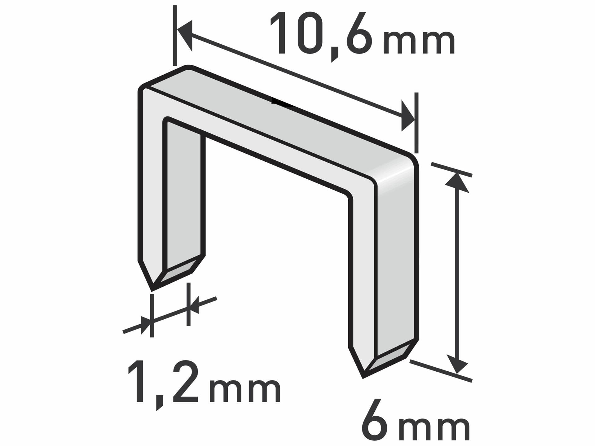 Spony do sponkovacej pištole 6mm, 10,6x1,2mm, 1000ks