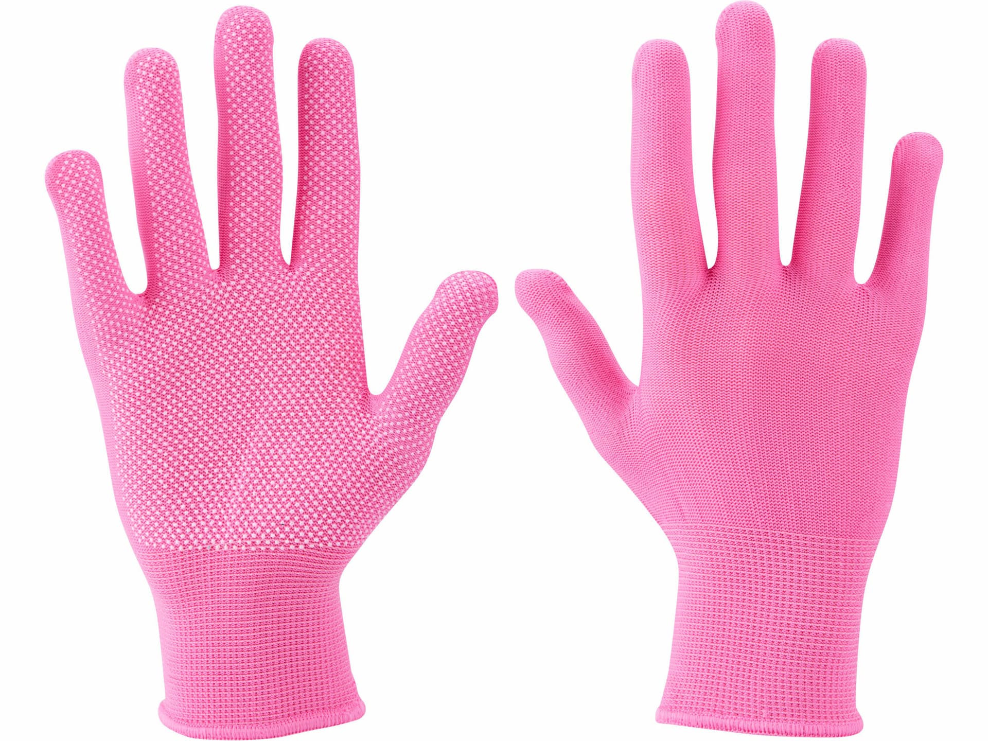 Rukavice polyester ružové, PVC terčíky, 7"
