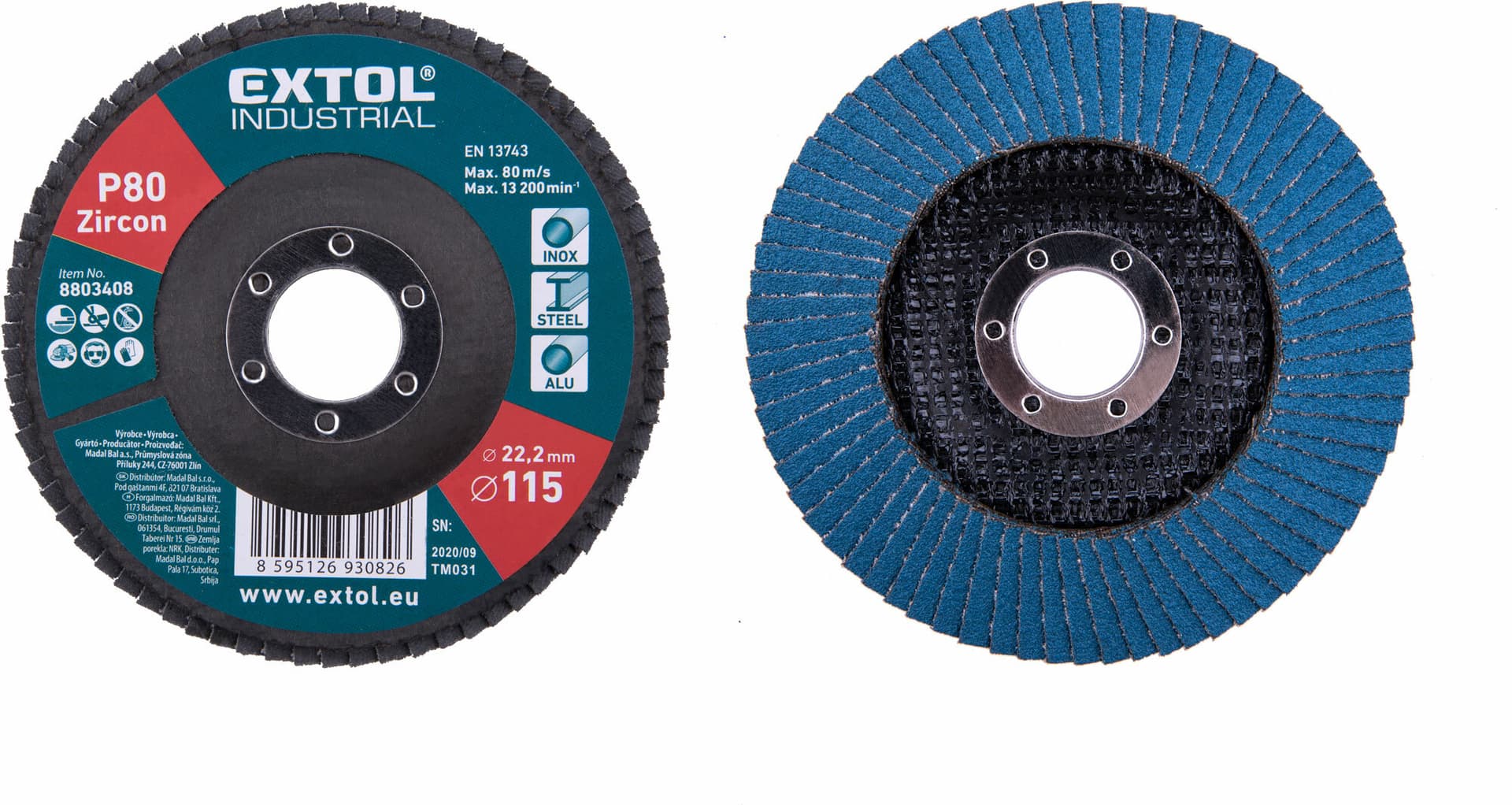 Kotúč lamelový šikmý, zirkón, Ø115x22,2mm, P80