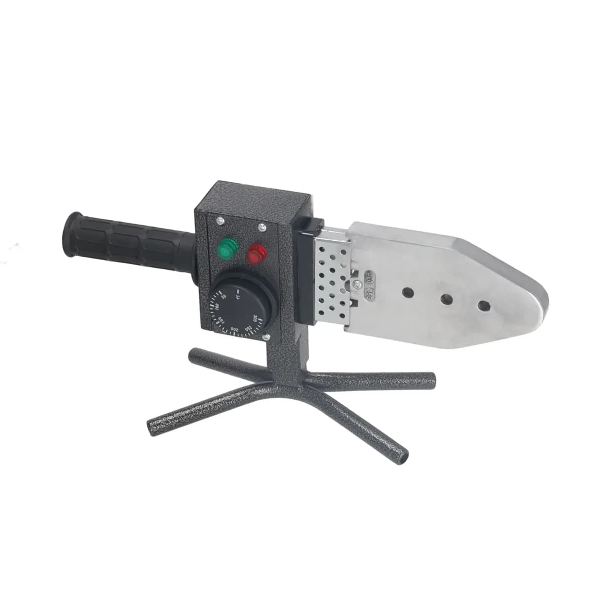 Zváračka plastových trubiek s príkonom 800W, 230V, ohrev do 300°C. V balení v cene: ohrevné násadky o priemere:16,20,25,32,40,50mm, Balené v kovovom kufríku. Krátky ohrev na pracovnú teplotu.