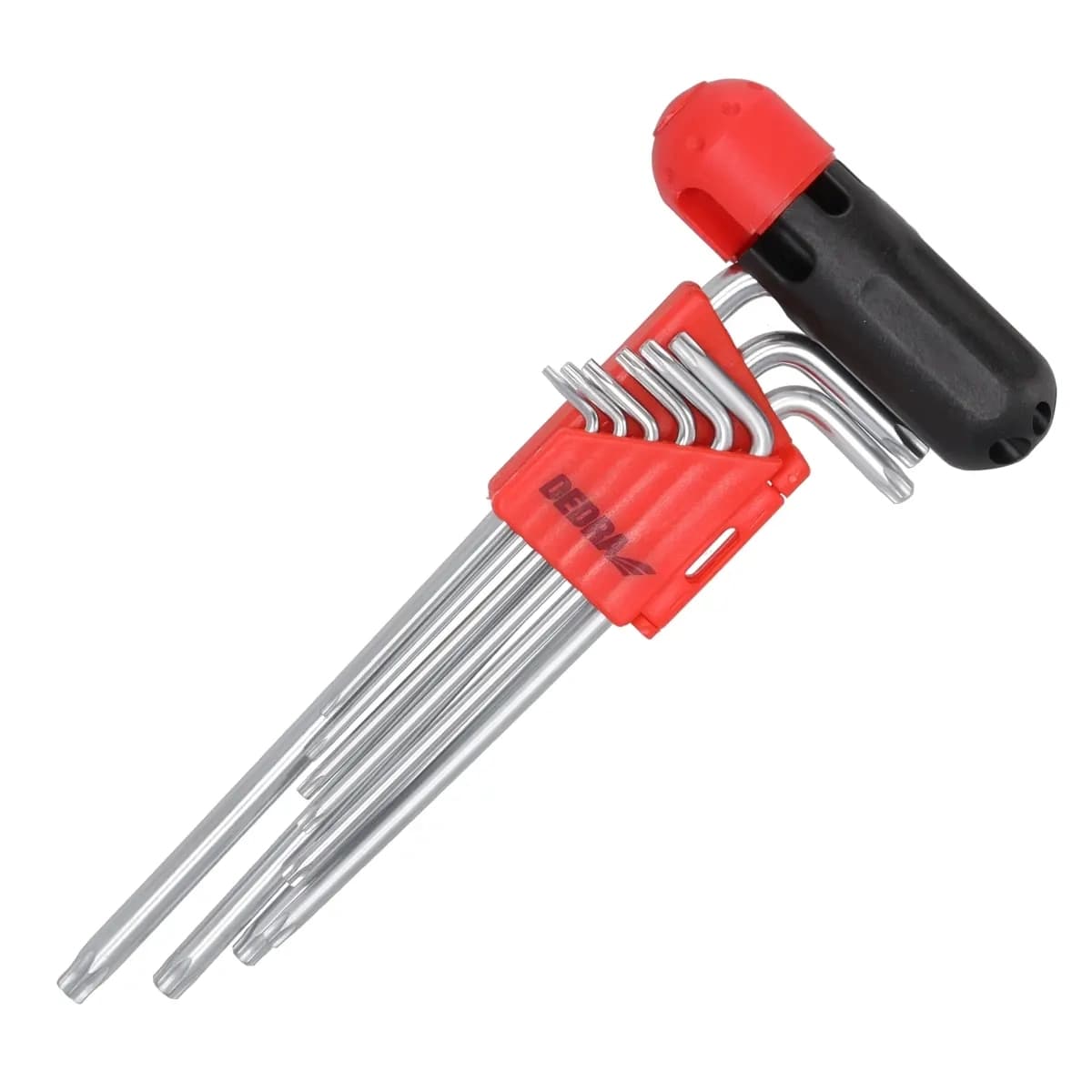Sada TORX kľúčov CrV T10-T50, 9 ks, extra dlhé, v plastovom držiaku