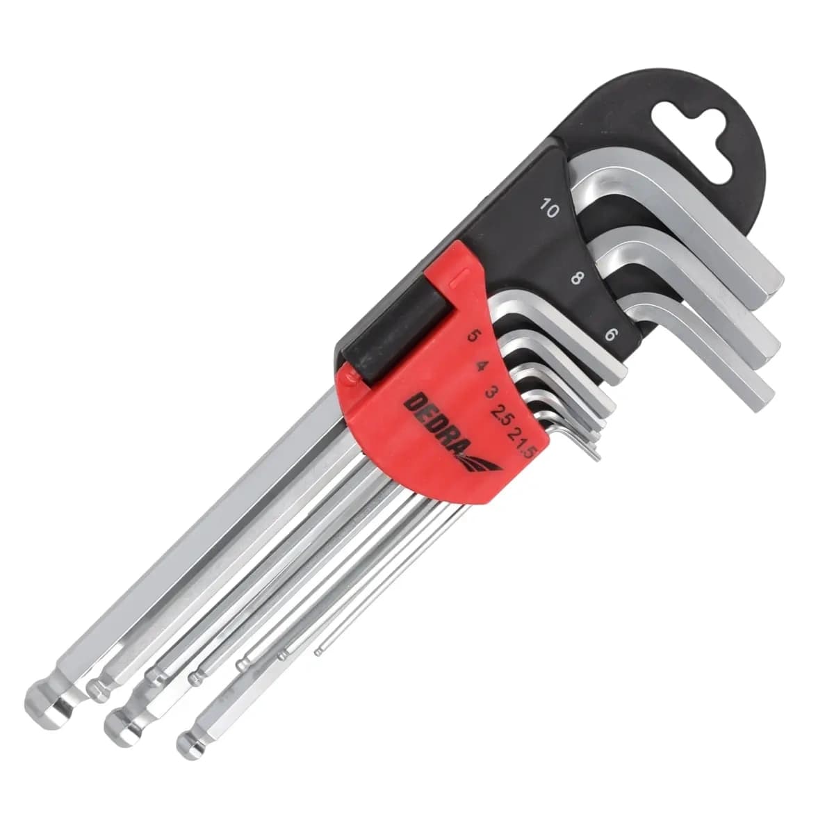 Šesťhranné kľúče gulička dlhé 1,5 – 10 mm súprava 9 ks, CRV