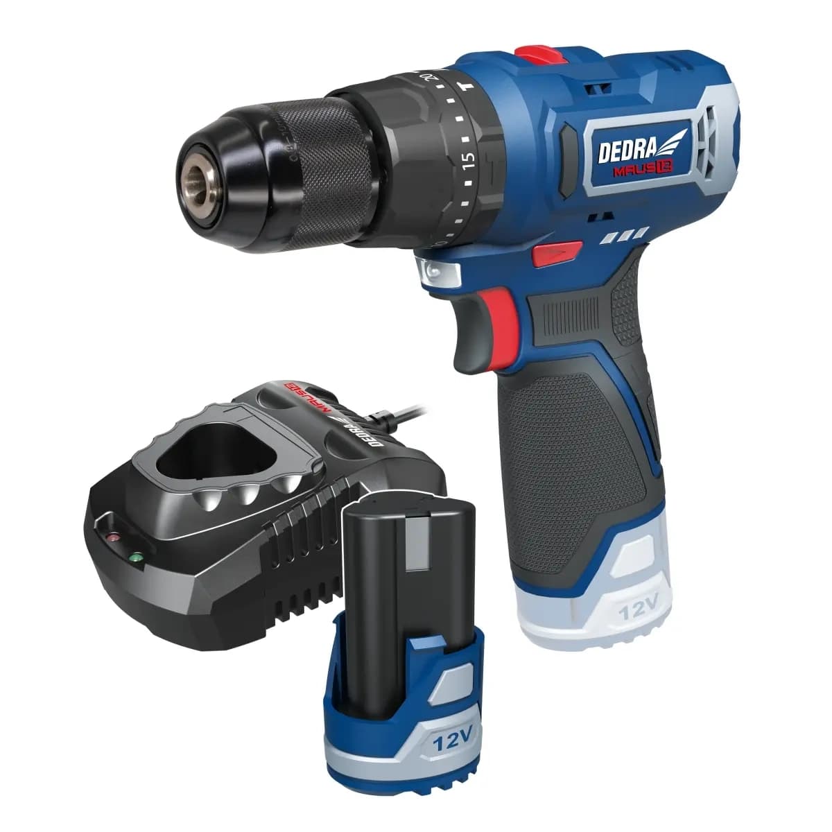 Sada 12V DED7331 vŕtačka-striekačka+DED7302 nabíjačka+DED7320 2,0Ah