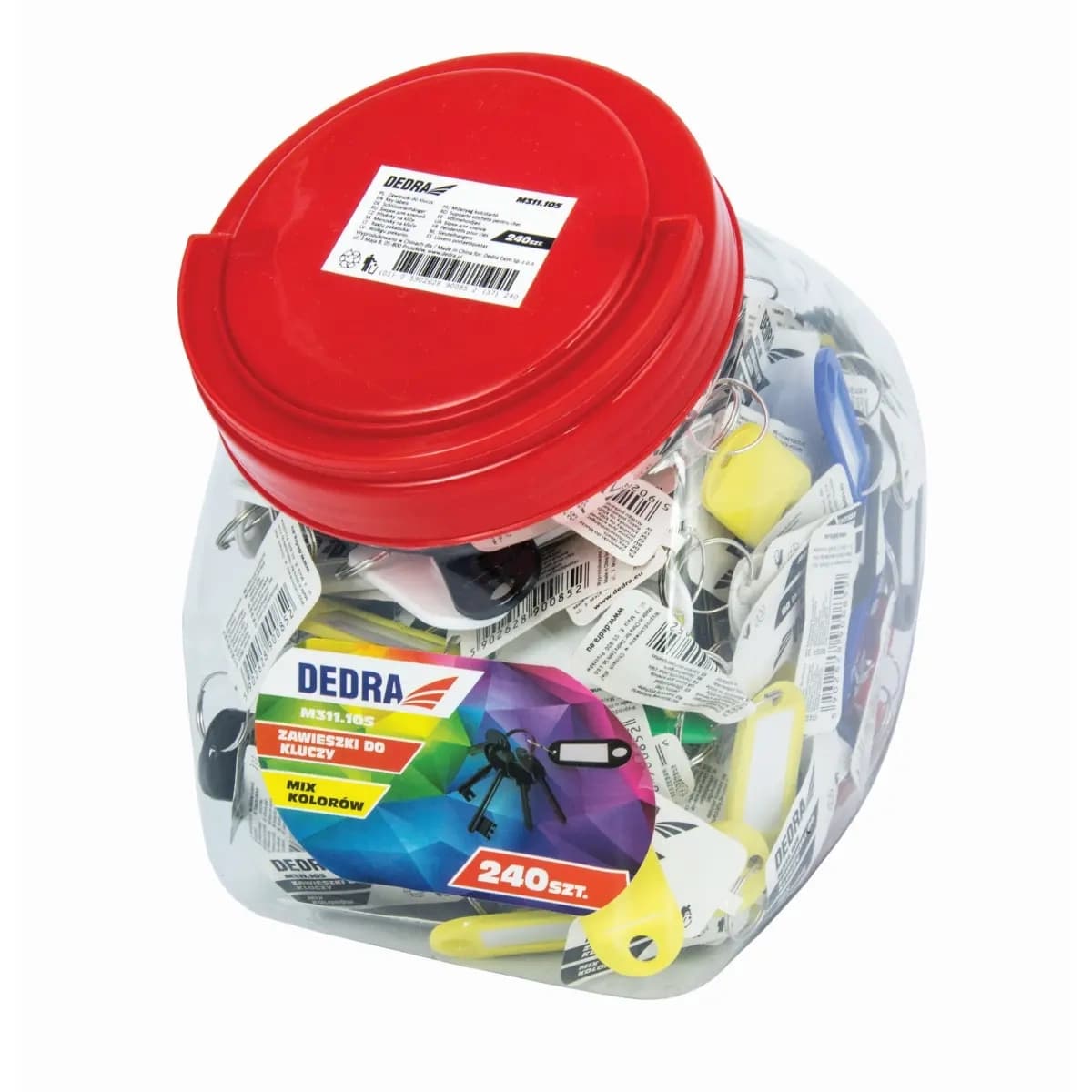 Menovky na kľúče pohár 240 ks, mix farieb