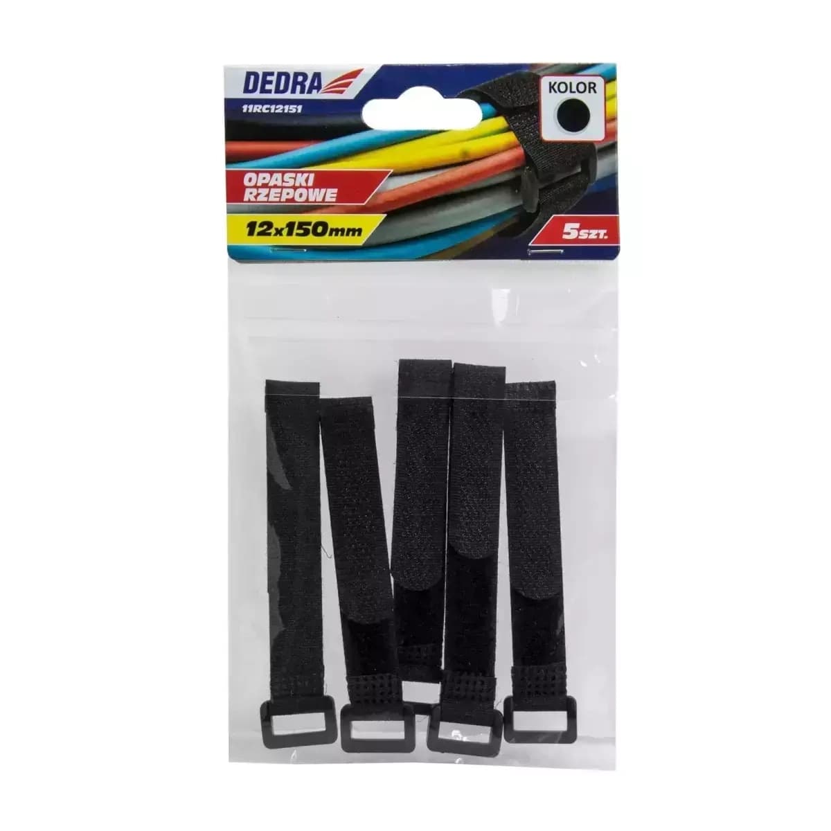 Sťahovacie pásky na suchý zips 12x150mm, čierne 10 ks